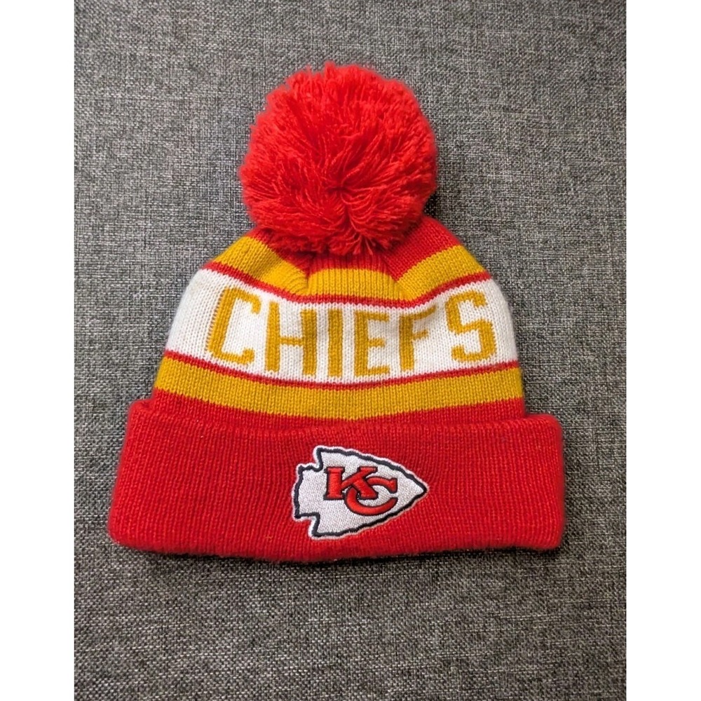 NFL Kansas City Chiefs Pom Beanie Cuffed Fleece Knit NFL Ultra‎ Game One Size